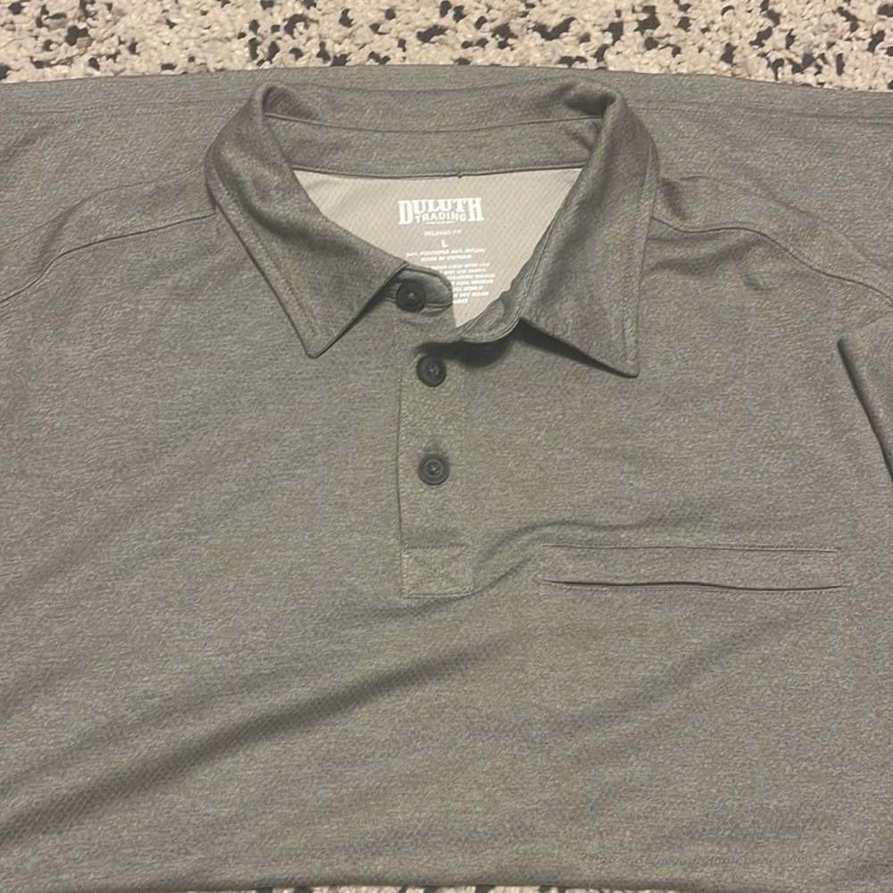 Duluth Trading Men's Knuckledown Short Sleeve Stripe Polo with Pocket L